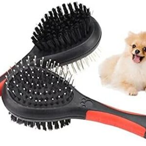 Boolavard Dog Brush and Cat Brush, Pet Grooming Comb, 2 Sided Bristle and Pin for Long and Short Hair Dog, Removing Shedding Hair