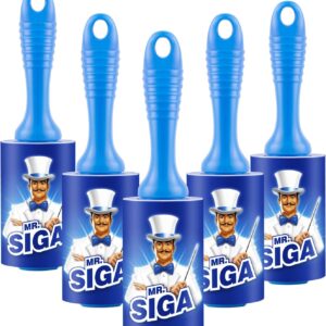 MR.SIGA Extra Sticky Lint Roller Pet Hair Remover with Easy Tear Sheets, 450 Sheets in Total, 5-Pack, Blue