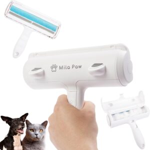 MilaPaw Pet Hair Remover Roller - Reusable, Portable Cat and Dog Hair Remover and Scraper - Carpet Brush for Dog & Cat Hair - Pet Hair Remover for Carpet, Clothes, Furniture, Car, and Bedding.