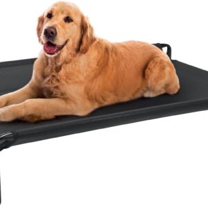 veehoo Original Cooling Elevated Dog Bed, Outdoor Raised Dog Cots Bed for Large Dogs, Portable Standing Pet Bed with Washable Breathable Mesh, No-Slip Feet for Indoor Outdoor, Large, Black, CWC2201