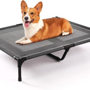 petizer Elevated Dog Bed - Breathable Mesh, Durable Steel Frame, Easy to Clean, Portable & Versatile Pet Cot for Indoor & Outdoor Use - Ideal for Joint Relief & Comfort(Black, L)