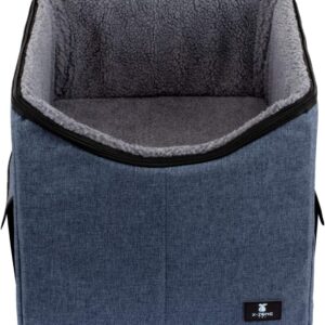 X-ZONE PET Dog Booster Car Seat/Pet Bed at Home, with Pockets and Carrying case，Easy Storage and Portable（Medium, Blue