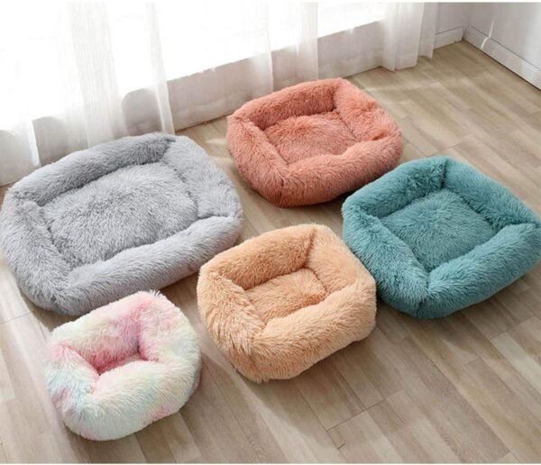 pawstrip Dog Bed, Soft Long Plush Winter Cat Bed, Washable Fluffy Warm Pet Cushion for Cats Puppy Small Medium Dogs, Calming Pet Beds Improved Sleep (S, Rainbow) - Image 5