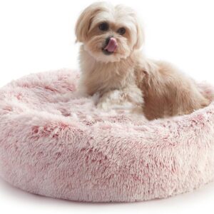 WESTERN HOME WH Dog Bed,Cat Kitten Bed large washable,Waterproof Scruffs Dog Bed,Fluffy Plush Dog Basket with Anti-Slip Bottom,Pink,M (50x50x20 cm)