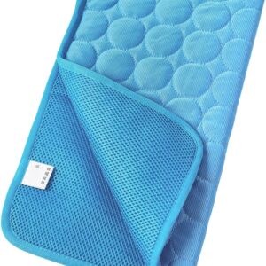 Pet Cooling Mat, Extra Large Ice Silk Dog Cooling Mats Breathable Summer Dog Cooling Pads Portable Dog Crate Mat Cat Cooling Mat(XL/100 * 70cm-Blue)