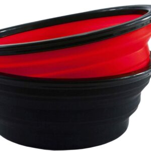 HINMAY Large Dog Bowls Food Grade Silicone BPA Free Foldable Travel Dog Bowl, Pack of 2 (Red+Black)