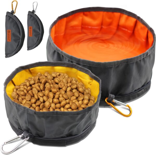 LumoLeaf Collapsible Dog Travel Bowls, Large Lightweight Foldable Bowl, Water and Food Bowls for Pets Dogs Cats with Zipper (2 Pack (2.5L+2L))