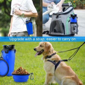 Dog Travel Water Bottle Collapsible Bowls, 2 in 1 Slow Feeder Portable Pet Feeder Food Container and Drinking Collapse Dog Bowl Carrier for Hiking Traveling Walking Camping