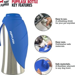 PupFlask Large Dog Water Bottle | 800 or 1200 ml Stainless Steel | Convenient Dog Water Dispenser | Puppy Travel Water Bowl | Portable Pet Water Bottle | Leak Proof Bottle Perfect Size For All Breed