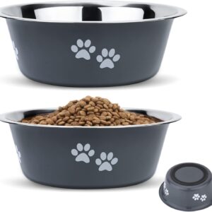 2 Pack Dog Bowls (860ML), Stainless Steel Dog Bowls with Nonslip Silicone Bottom, Pet Feeding Bowls for Cat, Pups-Food and Water Bowls for Small Medium Dogs