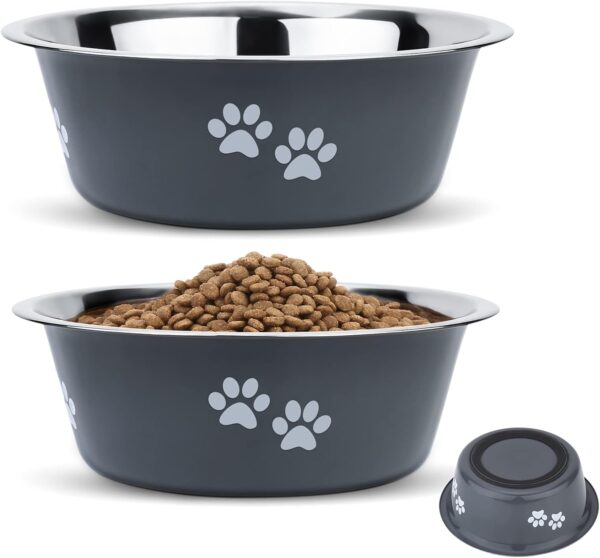 2 Pack Dog Bowls (860ML), Stainless Steel Dog Bowls with Nonslip Silicone Bottom, Pet Feeding Bowls for Cat, Pups-Food and Water Bowls for Small Medium Dogs