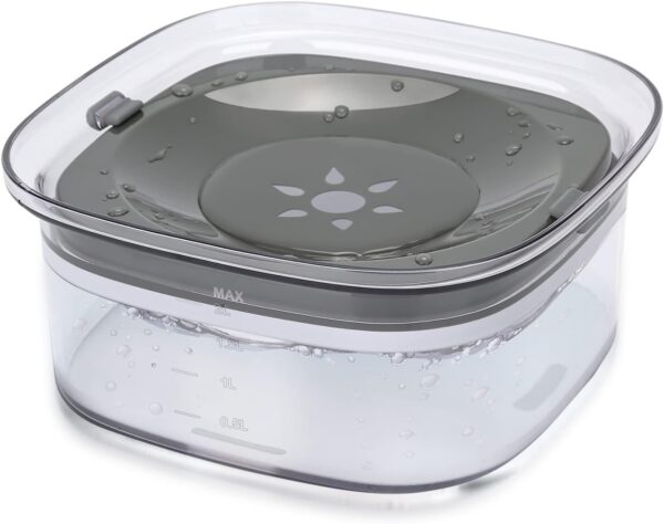 PETTOM Dog Water Bowl No Spill Splash Free Pet Floating Water Bowl, No Mess Dog Water Bowl Slow Drink for Dogs Cats Pets, 2L Large Capacity (Grey)