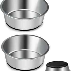 Stainless Steel Dog Bowls By SUOXU, Water Bowl Feeder Dog Bowls With Non-slip silicone Bases, Pet food Bowl, Dog Cat Plate Bowls for Medium and Large(L-20cm)