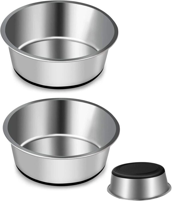 Stainless Steel Dog Bowls By SUOXU, Water Bowl Feeder Dog Bowls With Non-slip silicone Bases, Pet food Bowl, Dog Cat Plate Bowls for Medium and Large(L-20cm)