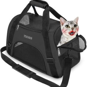 YLONG Cat Carrier Airline Approved Pet Carrier,Soft-Sided Travel for Cats Dogs Puppy Comfort Portable Foldable Bag,Airline (S, BLACK)