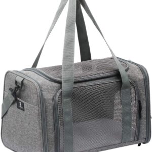 X-ZONE PET Airline Approved Pet Carriers,Soft Sided Collapsible Pet Travel Carrier for Medium Puppy and Cats (Medium, Grey)