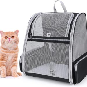 Pet Carrier Backpack for Dogs Cats Puppies, Fully Ventilated Mesh,Airline Approved, Designed for Travel Hiking Walking Outdoor Use (Black)