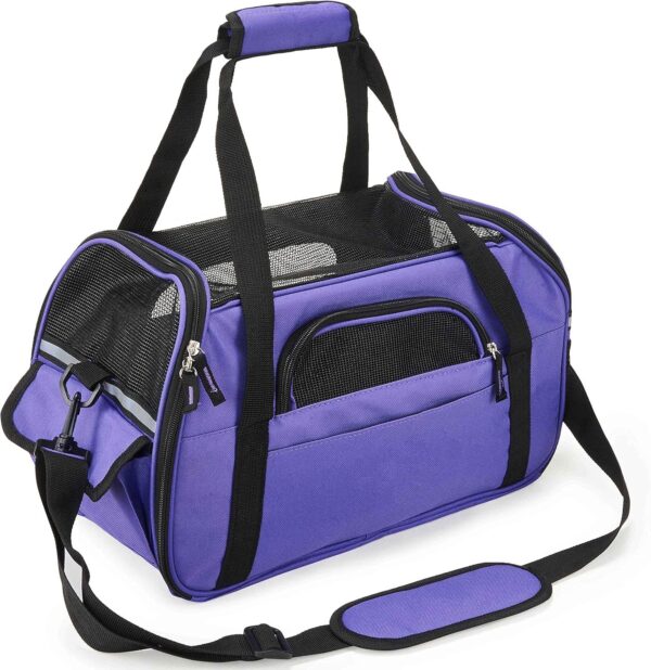 Kaka mall Pet Carrier, Dog Carrier, Cat Carrier, Waterproof Fabric Padded Soft Sided Airline Approved Breathable Travel Bag for Small Puppy Dogs Cats (Purple, Small)