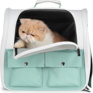 Lollimeow Pet Carrier Backpack, Cat Bubble Backpack, Dog Carrier Bag for Small Dogs and Puppies, Airline-Approved（Green）