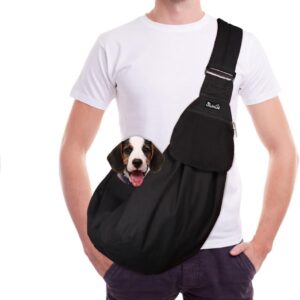 SlowTon Pet Carrier, Dog Cat Hand Free Waterproof Sling Carrier Shoulder Bag Adjustable Strap Tote Bag with Front Pocket Safety Belt Outdoor Travel Puppy Carrier for Daily Use