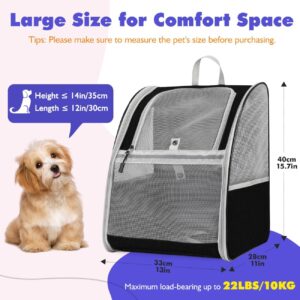 Pawaboo Cat Carrier Backpack, Dog Carrier Backpack with Breathable Mesh, 2023 Upgraded Steel Frame Pet Carrier Backpack Puppy Carrier for Travel, Cat Backpack for Small Dogs Cats, Black (up to 10KG)