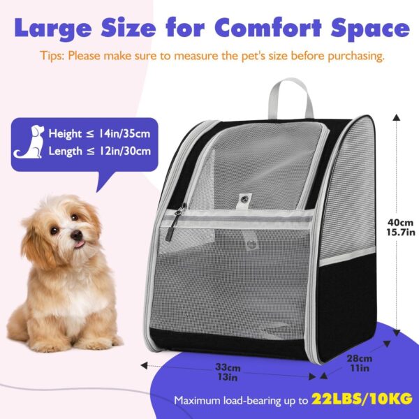 Pawaboo Cat Carrier Backpack, Dog Carrier Backpack with Breathable Mesh, 2023 Upgraded Steel Frame Pet Carrier Backpack Puppy Carrier for Travel, Cat Backpack for Small Dogs Cats, Black (up to 10KG)