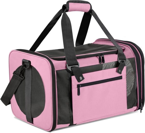 Cat Carrier Dog Carrier Airline Approved Pet Carriers for Small Cats Dogs Puppies Bunny, Small Dog Soft Sided Carrier Collapsible Puppy Carrier (Pink)