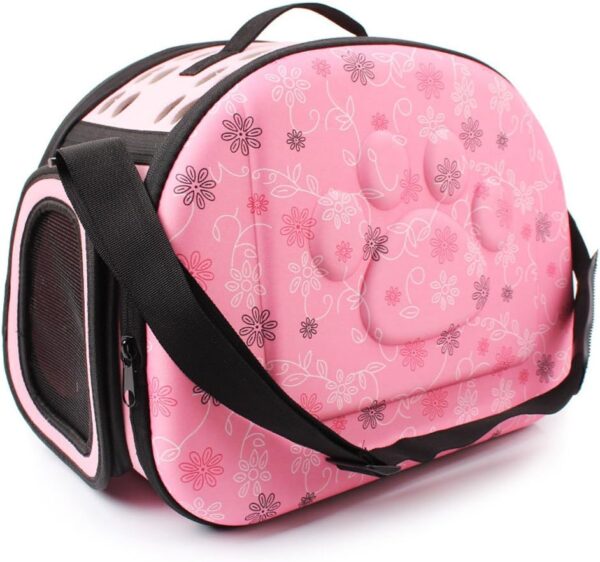 Breathable Folding Outdoor Pet bag for Dog Cat Comfort Travel Medium Size Pet Carrier (Pink)