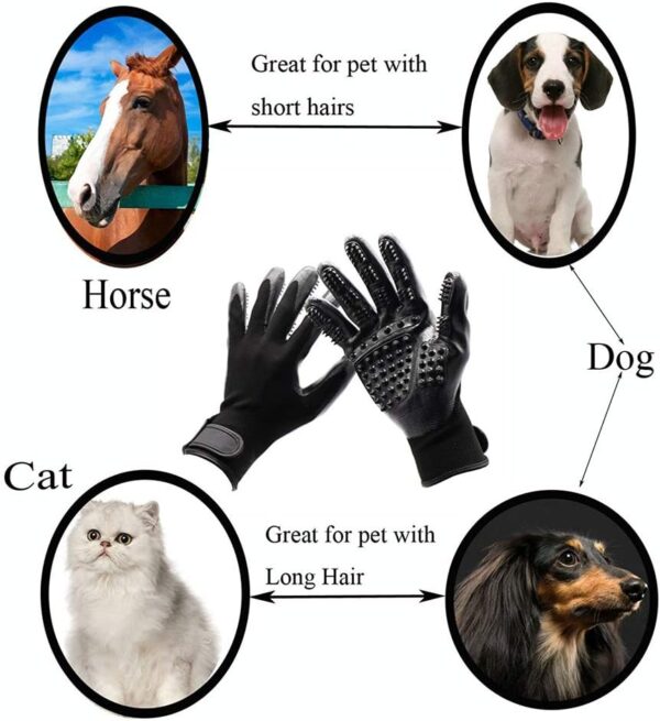 MYYINGELE Dog Pet Grooming Gloves for Dogs Cats Horses Rabbits, 2 in 1 Long & Short Hair Remover Mitt Brush and Gentle Massage Tool, Fur Removal Mitt, Small, Large Pets Groomer for Cat Dog - Image 3