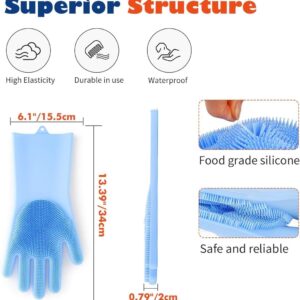 Sene Pet Grooming Gloves, Silicone Gloves Dog Bathing Supplies Hair Removal Gloves, High Density Teeth Bathing Shampoo Shedding Bath Brush Scrubber Washing for DOD and Cat (Blue)