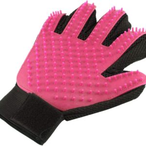 Cat Grooming Glove, Double-Sided Pet Glove Brush, Right Hand Cat Glove, Grooming for Short Hair and Long Hair (Pink)