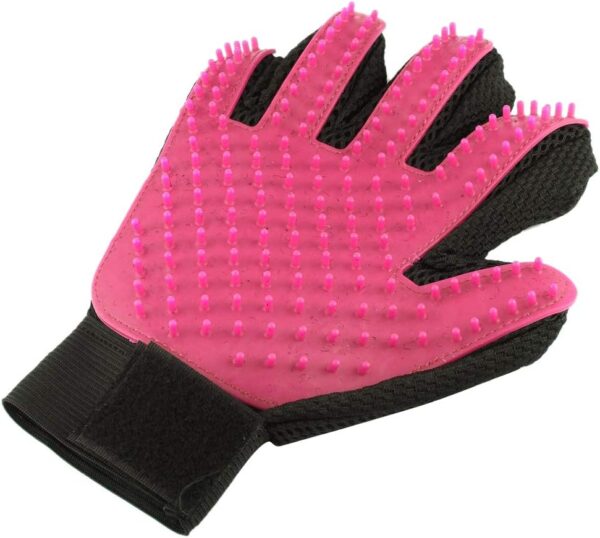 Cat Grooming Glove, Double-Sided Pet Glove Brush, Right Hand Cat Glove, Grooming for Short Hair and Long Hair (Pink)