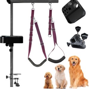 Dog Grooming Arm - 35" Dog Grooming Table Arm Foldable Dog Grooming Stand with Loop Noose and Grooming Tools Organizer for Small Medium Dogs