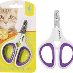 OneCut Pet Nail Clippers, Update Version Cat & Kitten Claw Nail Clippers for Trimming, Professional Pet Nail Clippers Best for a Cat, Puppy, Kitten & Small Dog (Purple)