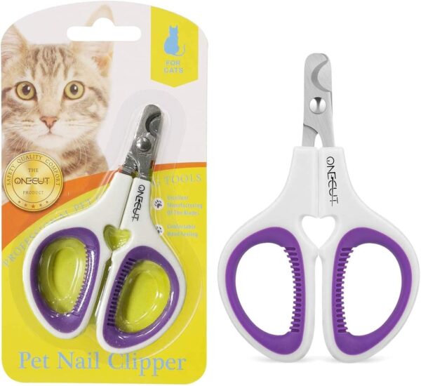 OneCut Pet Nail Clippers, Update Version Cat & Kitten Claw Nail Clippers for Trimming, Professional Pet Nail Clippers Best for a Cat, Puppy, Kitten & Small Dog (Purple)