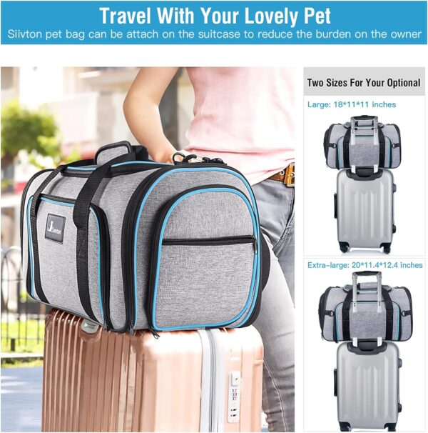 Siivton Pet Carrier Airline Approved, 4 Sides Expandable Cat Carrier Bag with Removable Fleece Pad, Large Soft Sided Pet Travel Carrier, Dog Carrier for Cats, Puppy and Small Dogs - Image 9