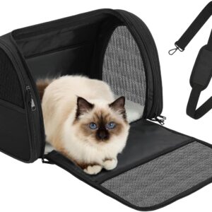 Pecute Cat Carrier, Small Dog Handbag Cariers Puppy Carrier Cat Travel Bag, Small Cat Carrier Travel Puppy Carrier (Black)