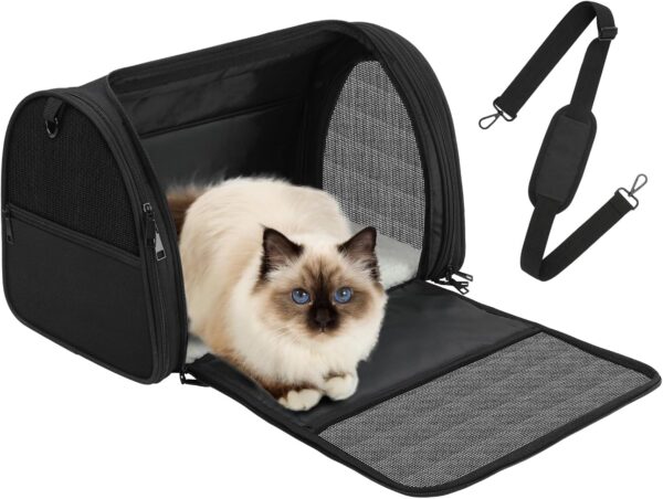 Pecute Cat Carrier, Small Dog Handbag Cariers Puppy Carrier Cat Travel Bag, Small Cat Carrier Travel Puppy Carrier (Black)