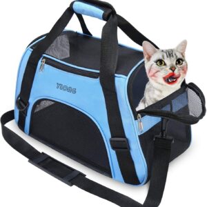 YLONG Cat Carrier Airline Approved Pet Carrier,Soft-Sided Pet Travel Carrier for Cats Dogs Puppy Comfort Portable Foldable Pet Bag,Airline Approved (S, BLUE)