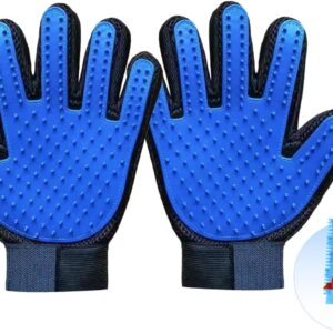 1TO3GO Pet 180 Silicon Tips Grooming Gloves, Dog Bathing Glove (1 Pair - Blue)