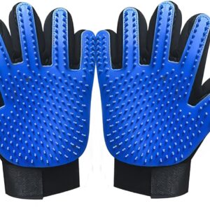 1TO3GO Pet 259 Silicon Tips Grooming Gloves (1 Pair - Blue)