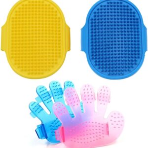 2 Pcs Dog Grooming Brush with 2 Pcs Five Finger Brush Pet Massage Bath Brush Pet Cat Dog Brush for Dogs and Cats with Short or Long Hair