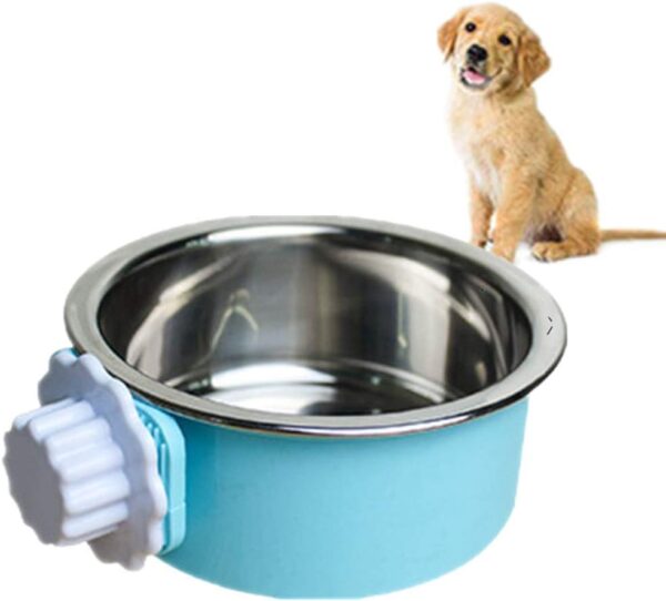 2-in-one dog water bowl cage, crate type water bowl, stainless steel pet hanging bowl, puppy crate water bowl water dispenser, used for cats and dogs and other small animals (small)…