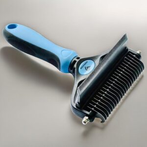 (22 Teeth, Blue) - Premium Double Sided Pet Comb - Double Sided Deshedding and Dematting Tool - Dog Brush - Cat Brush - Dog Grooming Brush - Cat Grooming Brush - Premium Quality - Strong Built