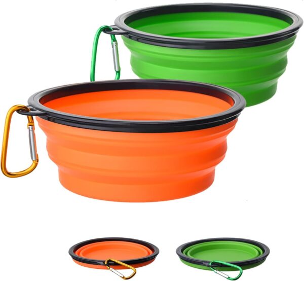 2Pcs Collapsible Dog Bowl Portable Dog Cat Water Bowl Travel Dog Bowl Portable Dog Bowl Collapsible Bowl Dog Travel Bowl Pet Feeding Bowl Foldable Dog Bowl Pet Travel Bowl with Carabiner