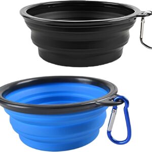 2pcs Collapsible Dog Bowl, Collapsible Bowl, Collapsible Dog Water Bowl, Dog Travel Water Bowl, Portable Foldable Expandable Travel Bowl, Food Water Feeding Cup Dish For Dogs Cats With 2 Carabiners ﻿