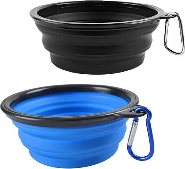 2pcs Collapsible Dog Bowl, Collapsible Bowl, Collapsible Dog Water Bowl, Dog Travel Water Bowl, Portable Foldable Expandable Travel Bowl, Food Water Feeding Cup Dish For Dogs Cats With 2 Carabiners ﻿