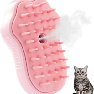 3 In 1 Steamy Cat Brush - Upgraded Multifunctional Cat Steamer Brush for Massage, Steam Pet Brush for Removing Tangled and Loose Hair（pink）