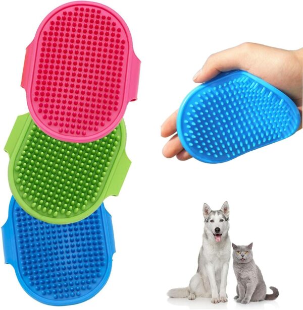 3 PCS Dog Bath Brush, Cat Hair Brush, Dog Shampoo Brush, Rubber Shower Brush with Adjustable Strap, Rubber Shower Brush with Adjustable Strap