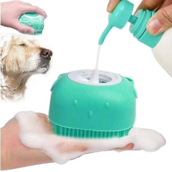 Dog Bath Brush Soft Silicone Shampoo and Massage Dispenser | Pet Grooming Shower Brush for Short & Long-Haired Dogs and Cats | 2-in-1 Bath & Massage Tool for Easy Pet Care - Image 3